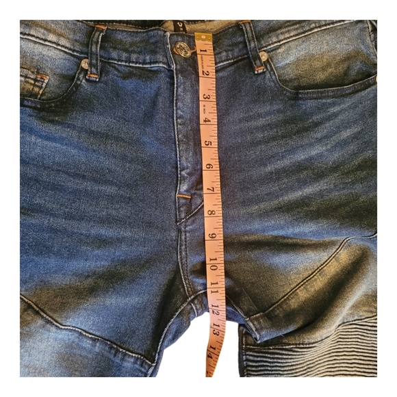 True Religion Rocco Moto Relaxed Skinny Jeans Medium Western Wash Blue 36 x 32 - Picture 15 of 16